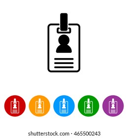 Web line icon. Business; blank id cards with clasp  (badge)