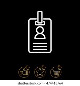 Web line icon. Business; blank id cards with clasp  (badge)