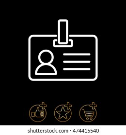 Web line icon. Business; blank id cards with clasp  (badge)