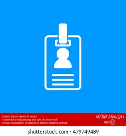 Web line icon. Business; blank id cards with clasp  (badge)