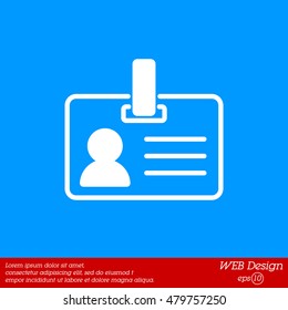 Web line icon. Business; blank id cards with clasp  (badge)