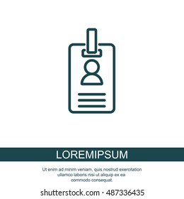 Web line icon. Business; blank id cards with clasp  (badge)