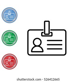 Web Line Icon. Business; Blank Id Cards With Clasp  (badge)