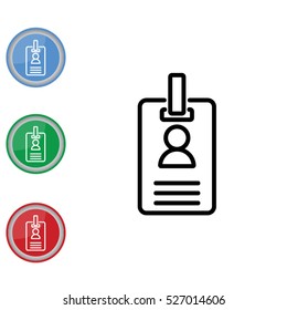 Web line icon. Business; blank id cards with clasp  (badge)