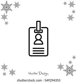 Web line icon. Business; blank id cards with clasp  (badge)