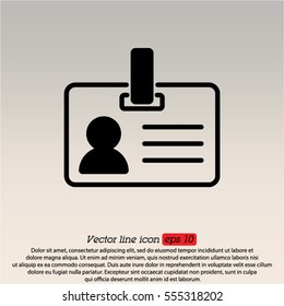 Web line icon. Business; blank id cards with clasp  (badge)