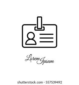 Web line icon. Business; blank id cards with clasp  (badge)