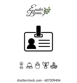 Web line icon. Business; blank id cards with clasp  (badge)