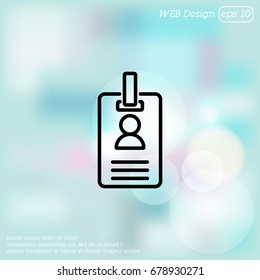 Web line icon. Business; blank id cards with clasp  (badge)