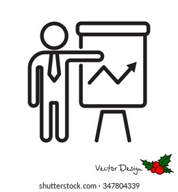 Web line icon. Business; Report (man at the flipchart)