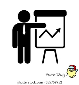 Web line icon. Business; Report (man at the flipchart)