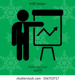 Web line icon. Business; Report (man at the flipchart)