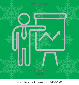 Web line icon. Business; Report (man at the flipchart)