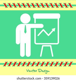Web line icon. Business; Report (man at the flipchart)