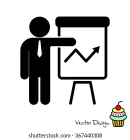 Web line icon. Business; Report (man at the flipchart)