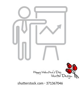 Web line icon. Business; Report (man at the flipchart)