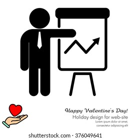 Web line icon. Business; Report (man at the flipchart)