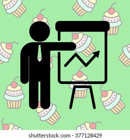 Web line icon. Business; Report (man at the flipchart)