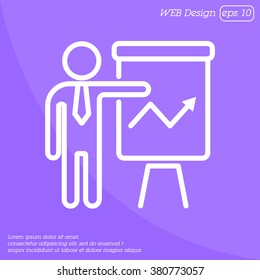 Web line icon. Business; Report (man at the flipchart)