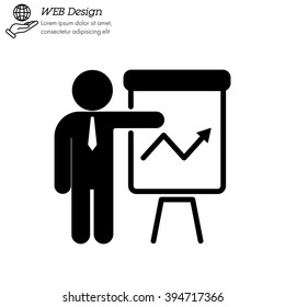 Web line icon. Business; Report (man at the flipchart)