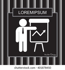 Web line icon. Business; Report (man at the flipchart)