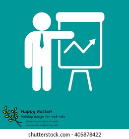 Web line icon. Business; Report (man at the flipchart)