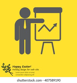 Web line icon. Business; Report (man at the flipchart)