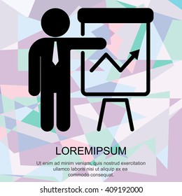 Web line icon. Business; Report (man at the flipchart)