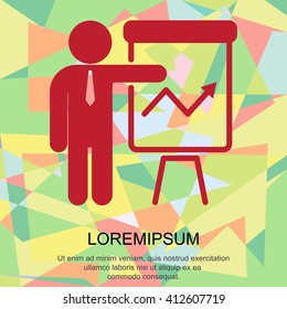 Web line icon. Business; Report (man at the flipchart)