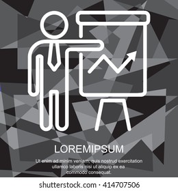 Web line icon. Business; Report (man at the flipchart)