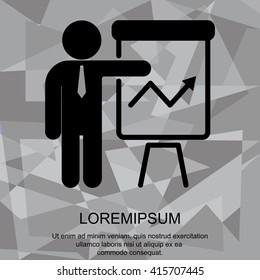 Web line icon. Business; Report (man at the flipchart)