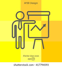 Web line icon. Business; Report (man at the flipchart)