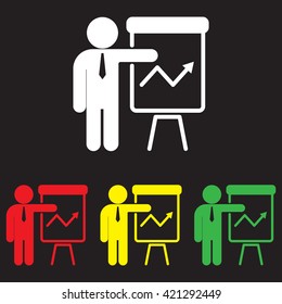 Web line icon. Business; Report (man at the flipchart)