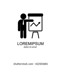 Web line icon. Business; Report (man at the flipchart)
