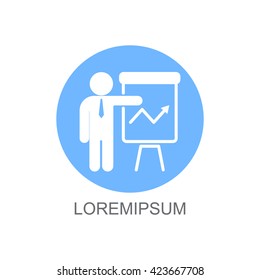 Web line icon. Business; Report (man at the flipchart)
