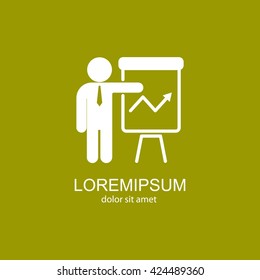 Web line icon. Business; Report (man at the flipchart)