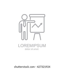 Web line icon. Business; Report (man at the flipchart)