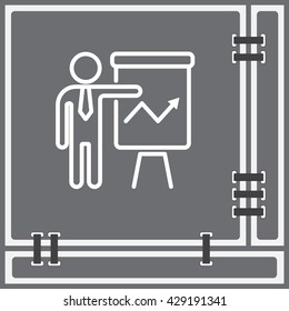 Web line icon. Business; Report (man at the flipchart)