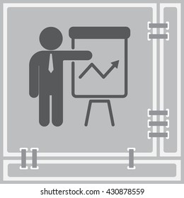 Web line icon. Business; Report (man at the flipchart)