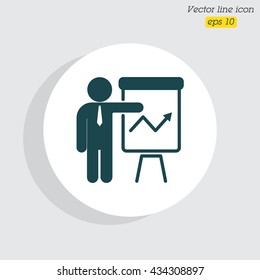 Web line icon. Business; Report (man at the flipchart)
