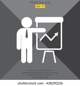 Web line icon. Business; Report (man at the flipchart)