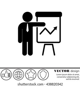 Web line icon. Business; Report (man at the flipchart)
