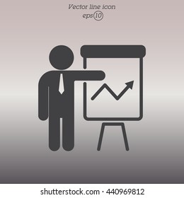 Web line icon. Business; Report (man at the flipchart)