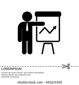 Web line icon. Business; Report (man at the flipchart)