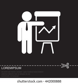 Web line icon. Business; Report (man at the flipchart)