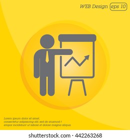 Web line icon. Business; Report (man at the flipchart)