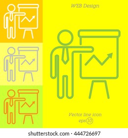 Web line icon. Business; Report (man at the flipchart)