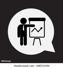 Web line icon. Business; Report (man at the flipchart)