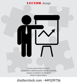 Web line icon. Business; Report (man at the flipchart)