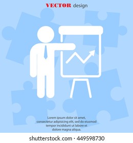 Web line icon. Business; Report (man at the flipchart)